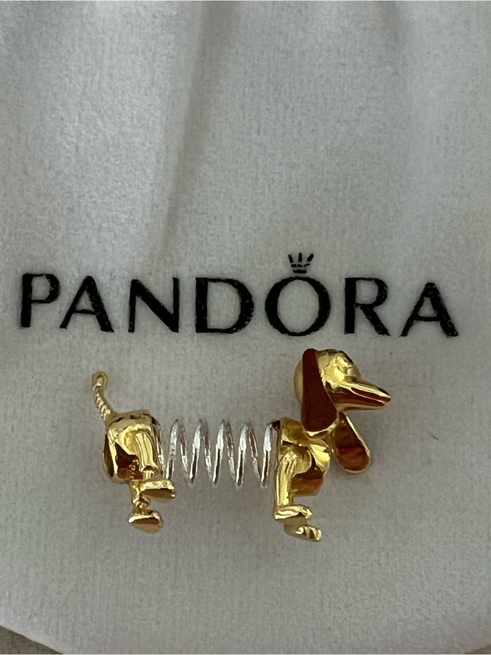 Pandora Gold and Silver Pixar Disney Slinky Dog Charm - Picture 8 of 12
